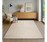 the carpet Everest - Tapis Salon Moderne à Poils Courts avec Effet de Haut en Bas, Effet 3D, Haute densité de Poils et agréablement Doux, Beige, 80 x 300 cm