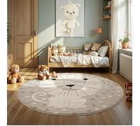 the carpet Jungle Kids - Tapis enfant/jeu, chambre, facile d’entretien, résistant, Beige, 120 cm, Rond, D18