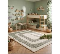 the carpet Jungle Kids tapis pour chambre d'enfant, tapis pour enfant, effet 3D, facile d'entretien, résistant, Crème, 120 x 170 cm