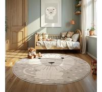 The Carpet Jungle Kids - Tapis pour chambre d'enfants, tapis pour enfants, effet 3D, facile à entretenir, durable, Lion, 120 cm Rond
