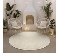Tapis Rectangulaire - THE CARPET - Kansas - aspect jute Crème- Résistant UV - 120 cm rond (5004)