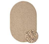 the carpet Kansas - Tapis intérieur Confortable et élégant pour Salon, Chambre ou Couloir, Doux et Chaleureux, Style Jute Naturel, également adapté pour l’extérieur, 140 x 200 cm Oval