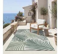 the carpet Machka - Tapis d’extérieur Robuste, résistant aux intempéries et aux UV, pour Balcon, terrasse et véranda, également adapté à la Cuisine ou à la Salle à Manger, Palmier, 140 x 200 cm
