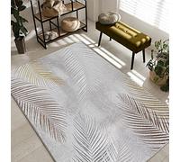 the carpet Mila Tapis Moderne Dense à Poils Courts, Salon, Chambre à Coucher, Brillance élégante, Fibre Brillante, Effet très Profond, Plume, Gris, 140 x 200 cm
