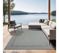 the carpet Mistra - Tapis d’intérieur Moderne, Durable et Facile à Nettoyer, idéal pour Salon, Cuisine ou Salle à Manger, utilisable Aussi en extérieur, Gris Bordure, 160 x 220 cm