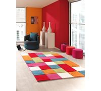 the carpet Monde Kids Tapis Moderne Doux pour Enfant - Facile d'entretien - Couleurs Vives - Motif à Carreaux - Multicolore - 160 x 230 cm
