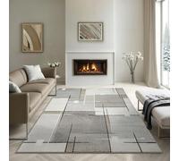 the carpet - Pearl - Tapis à Poils Courts et denses - Moderne - pour Salon et Chambre à Coucher - Découpe des Contours - Motif géométrique - À Carreaux - Beige - 80 x 140 cm