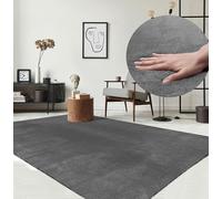 the carpet Relax - Tapis Moderne Moelleux à Poils Courts, antidérapant, Lavable Jusqu’à 30°C, Super Doux, Aspect Fourrure, pour Salon et Chambre, décoratif, Anthracite, 80 x 150 cm
