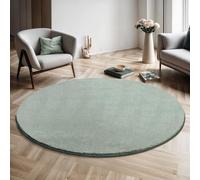 the carpet Relax - Tapis Moderne Moelleux à Poils Courts, antidérapant, Lavable Jusqu’à 30°C, Super Doux, Aspect Fourrure, pour Salon et Chambre, décoratif, Vert, 200 cm Rond
