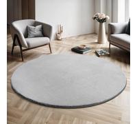 the carpet Relax - Tapis Moderne Moelleux à Poils Courts, antidérapant, Lavable Jusqu’à 30°C, Super Doux, Aspect Fourrure, pour Salon et Chambre, décoratif, Gris, 160 cm Rond