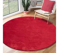 Tapis Rond - THE CARPET - Relax - Antidérapant - Lavable - Rouge - 200 cm