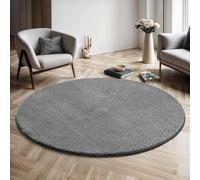 the carpet Relax - Tapis Moderne Moelleux à Poils Courts, antidérapant, Lavable Jusqu’à 30°C, Super Doux, Aspect Fourrure, pour Salon et Chambre, décoratif, Anthracite, 120 cm Rond