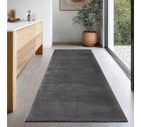 the carpet Relax - Tapis Moderne Moelleux à Poils Courts, antidérapant, Lavable Jusqu’à 30°C, Super Doux, Aspect Fourrure, pour Salon et Chambre, décoratif, Anthracite, 80 x 300 cm