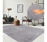 the carpet Relax - Tapis Moderne Moelleux à Poils Courts, antidérapant, Lavable Jusqu’à 30°C, Super Doux, Aspect Fourrure, pour Salon et Chambre, décoratif, Gris, 140 x 200 cm