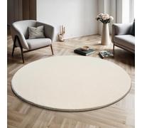 the carpet Relax - Tapis Moderne Moelleux à Poils Courts, antidérapant, Lavable Jusqu’à 30°C, Super Doux, Aspect Fourrure, pour Salon et Chambre, décoratif, Beige, 160 cm Rond