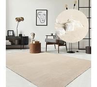 the carpet Relax - Tapis Moderne Moelleux à Poils Courts, antidérapant, Lavable Jusqu’à 30°C, Super Doux, Aspect Fourrure, pour Salon et Chambre, décoratif, Beige, 140 x 200 cm