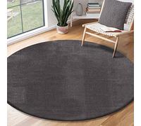 the carpet Relax - Tapis Moderne Moelleux à Poils Courts, antidérapant, Lavable Jusqu’à 30°C, Super Doux, Aspect Fourrure, pour Salon et Chambre, décoratif, Anthracite, 200 cm Rond