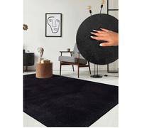 the carpet Relax tapis moelleux à poils courts, antidérapant, lavable à 30 degrés, Noir, 200 x 280 cm