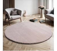 the carpet Relax tapis moelleux à poils courts, antidérapant, lavable à 30 degrés, Rose, 120 cm Rond