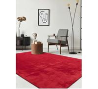 the carpet Relax tapis moelleux à poils courts, antidérapant, lavable à 30 degrés, Rouge, 120 x 160 cm