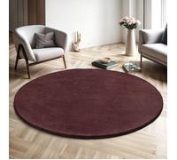 the carpet Relax tapis moelleux à poils courts, dessous antidérapant, lavable à 30 degrés, super soft, Bourgogne, 160 cm rond