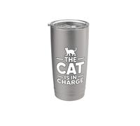 The Cat Is In Charge Gobelet isotherme en acier inoxydable double paroi