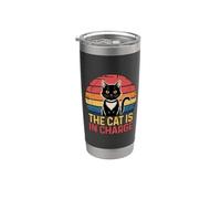The Cat Is In Charge Gobelet isotherme en acier inoxydable double paroi