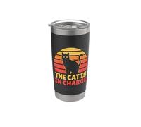 The Cat Is In Charge Gobelet isotherme en acier inoxydable double paroi