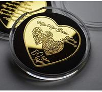 The Commemorative Coin Company Magnifique 50e anniversaire de mariage en forme de cœur en capsule. Cadeau/présent/félicitations. 50 ans ensemble. Cinquante/cinquantième. Or 24 carats