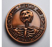 The Commemorative Coin Company MEMENTO MORI/VIVERE Pièce de rappel en cuivre antique dans une capsule Mors Vincit Omnia Tulipe/sablier/tête de mort/tortue
