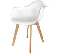 Fauteuil style Scandinave en polypropylène et bois de hêtre - Blanc