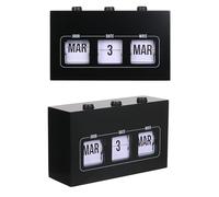 THE CONCEPT FACTORY - MO1312 Calendrier Flip Perpétuel Décoratif - Bois et Plastique - Conçu pour Dynamiser Votre Intérieur - Dimensions 5.5L x 11.5H cm - Couleur Noir