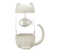 Mug - THE CONCEPT FACTORY - Kawaii - Infuseur Intégré - Chat - Blanc et Transparent