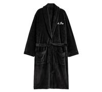 THE CONCEPT FACTORY - TX0334, Peignoir Polaire Homme Confort Optimal, Élégance et Polyvalence, Conçu pour Détente et Spa, Taille Ajustable, Noir, Taille 130-140 cm, Couleur Noir