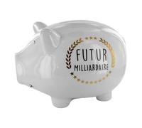 The Concept Factory Tirelire cochon XXL en céramique TI3083 déco design Blanche 185x27x21 cm