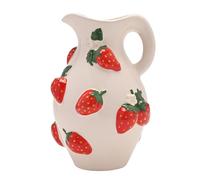 The Cottage Garden Pichet peint à la main en céramique Motif fraises | Avec motif floral vintage de campagne | Pichet de cuisine décoratif ou vase à fleurs pour décoration d'intérieur rustique