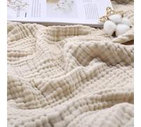 The Couverture en mousseline 100 % mousseline de coton pour adulte, jeté de canapé, lit, voyage en avion, literie d'été, jeté de canapé, jeté de canapé (beige, 200 x 230 cm)