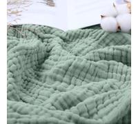 The Couverture en mousseline 100 % mousseline de coton pour adulte, jeté de canapé, lit, voyage en avion, literie d'été, jeté de canapé, jeté de canapé (vert, 200 x 230 cm)