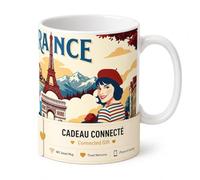 The Daily Tag DailyTag Mug Connecté NFC Quiz France, Céramique Blanc, 325 ml, Tasse Interactive sans Application, Thème Culture Générale