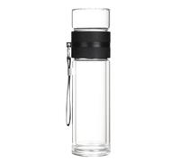 Thé en verre -TEA - - gourde portable avec corde et filtre à fruits | Tasse de voyage étanche pour thé dans les feuilles et l'eau infusée | Réutilisable pour les sports de bureau