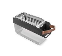 The Favilla FUMO Barbecue mobile au charbon de bois - Barbecue compact 2 en 1 avec grille en acier inoxydable & support de brochettes -Pour le camping, le balcon & le pique-nique, sac de transport inc