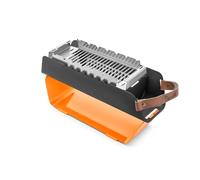 The Favilla FUMO Barbecue mobile au charbon de bois - Barbecue compact 2 en 1 avec grille en acier inoxydable & support de brochettes -Pour le camping, le balcon & le pique-nique, sac de transport inc