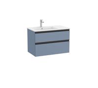 The Gap Unik 2 Tiroirs Lavabo À Gauche 800 Mm Bleu Mat/ Poignées Noires - ROCA A851479548