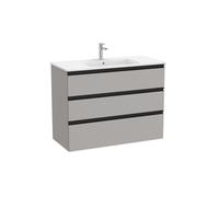 The Gap Unik 3 Tiroirs Lavabo Centré Slim 1000 Mm Gris Moyen Mat/Poignées Noires - ROCA A851853547
