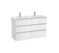The gap unik meuble 6 tiroirs + lavabo slim double 1200mm blanc brillant - ROCA A851493806