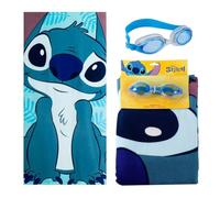 The Geeky Pop Disney Stitch Coffret Plage Enfant - Serviette de Plage 70 x 140 cm + Lunettes de Natation - Ensemble Piscine Officiel, Doux et Absorbant - Idéal pour Vacances, Plage et Piscine