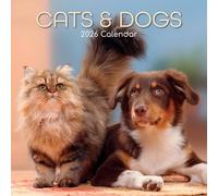 The Gifted Stationary Calendrier mural carré 2026, chats et chiens, calendrier à suspendre sur le thème des animaux de 16 mois avec 180 autocollants de rappel, planificateur mensuel pour la maison ou