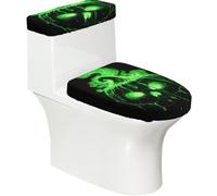 The Glowing Pumpkin Lot de 2 housses de toilettes et de réservoir en tissu polyester avec fond élastique universel pour la plupart des couvercles de cuvette de toilette