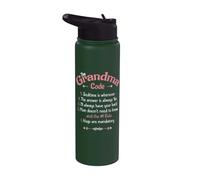 The Grandma Code Funny Rules Grand-mère Grandparent Stainless Steel Insulated Water Bottle