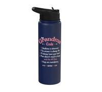 The Grandma Code Funny Rules Grand-mère Grandparent Stainless Steel Insulated Water Bottle
